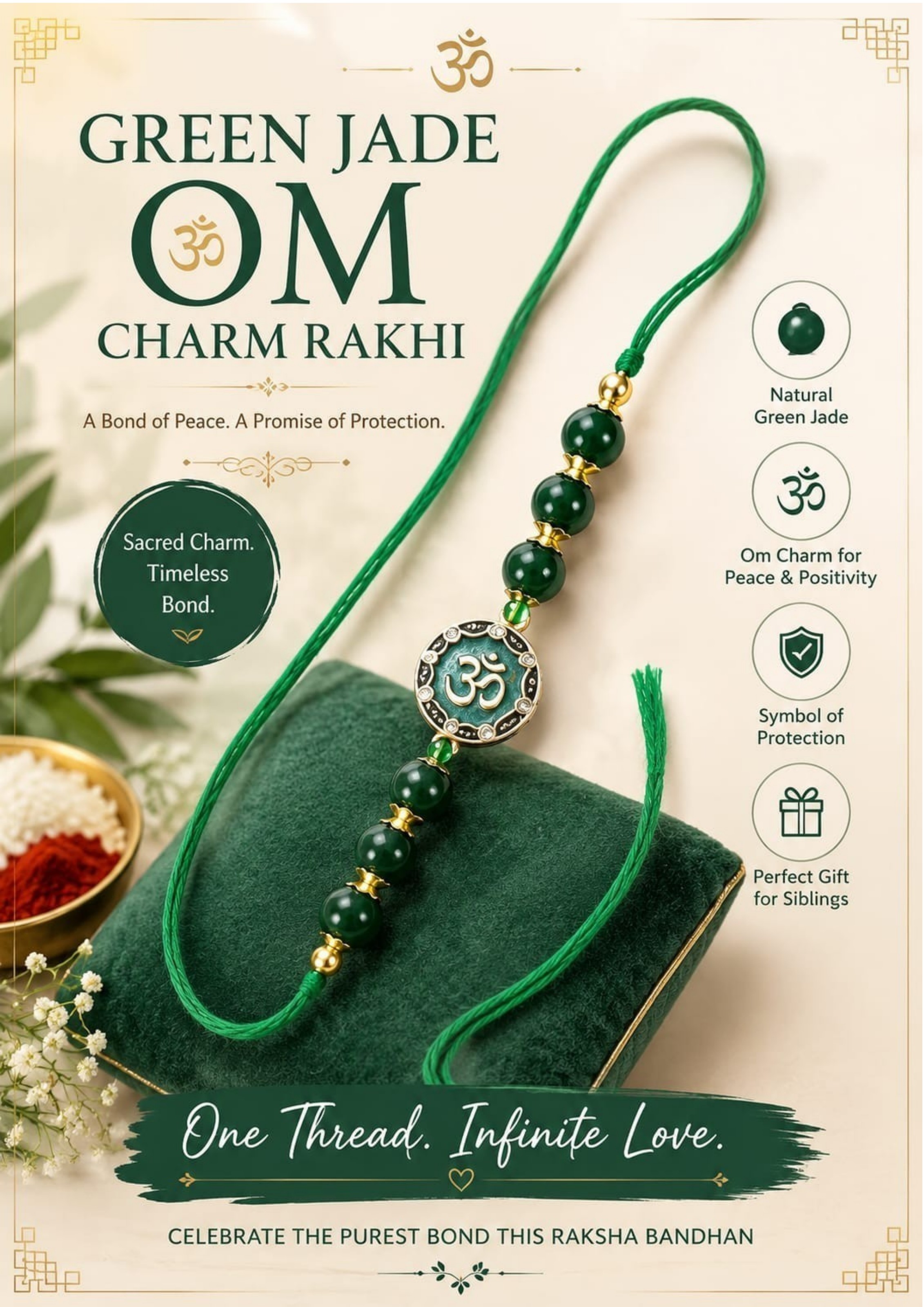Green Jade Om Rakhi