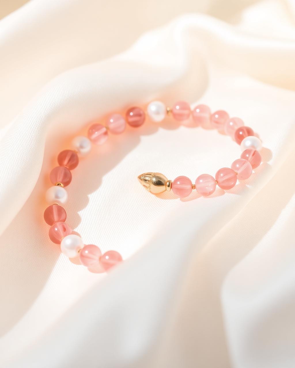Rose Quartz & Pearl Love Bracelet